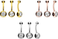 18 Karat Gold Basic 2 Kristalle Bauchnabelpiercing Barbell piercinginspiration®