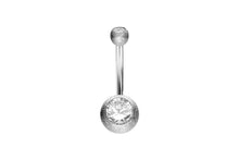 Laden Sie das Bild in den Galerie-Viewer, 18 Karat Gold 2 Kristalle Diamantoptik Bauchnabelpiercing Barbell piercinginspiration®