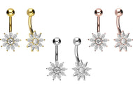 18 Karat Gold Blume Bauchnabelpiercing Barbell piercinginspiration®