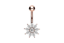 Laden Sie das Bild in den Galerie-Viewer, 18 Karat Gold Blume Bauchnabelpiercing Barbell piercinginspiration®