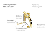 Laden Sie das Bild in den Galerie-Viewer, 18 Karat/ 14 Karat Gold Kristall Herz Nasenstecker piercinginspiration®