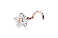 Laden Sie das Bild in den Galerie-Viewer, 18 Karat Gold Blume Kristall Nasenstecker Spirale piercinginspiration®