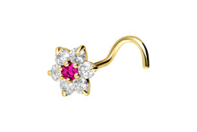 Laden Sie das Bild in den Galerie-Viewer, Kristall Blume Nasenstecker 18 Karat Gold piercinginspiration®
