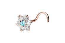 Laden Sie das Bild in den Galerie-Viewer, Kristall Blume Nasenstecker 18 Karat Gold piercinginspiration®