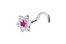 Laden Sie das Bild in den Galerie-Viewer, Kristall Blume Nasenstecker 18 Karat Gold piercinginspiration®