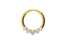 Laden Sie das Bild in den Galerie-Viewer, 18 Karat Gold Clicker Ring 5 Kristalle piercinginspiration®