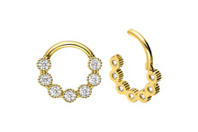 Laden Sie das Bild in den Galerie-Viewer, 18 Karat Gold Clicker Ring 7 Kristalle piercinginspiration®