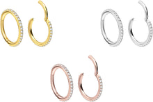 Laden Sie das Bild in den Galerie-Viewer, 18 Karat Gold Multiple Kristalle Clicker Ring piercinginspiration®