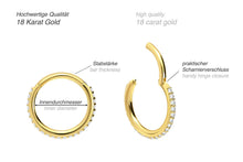 Laden Sie das Bild in den Galerie-Viewer, 18 Karat Gold Multiple Kristalle Clicker Ring piercinginspiration®