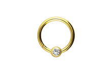 Laden Sie das Bild in den Galerie-Viewer, 18 Karat Gold Kugel Kristall Clicker Ring piercinginspiration®