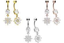 Laden Sie das Bild in den Galerie-Viewer, Kristall Eis Blume Bauchnabelpiercing Barbell piercinginspiration®