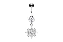 Laden Sie das Bild in den Galerie-Viewer, Kristall Eis Blume Bauchnabelpiercing Barbell piercinginspiration®