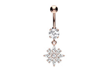 Laden Sie das Bild in den Galerie-Viewer, Kristall Eis Blume Bauchnabelpiercing Barbell piercinginspiration®