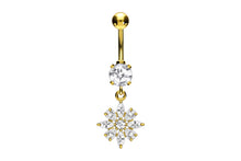 Laden Sie das Bild in den Galerie-Viewer, Kristall Eis Blume Bauchnabelpiercing Barbell piercinginspiration®