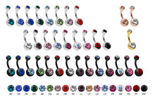 Laden Sie das Bild in den Galerie-Viewer, 2 Kristalle Bauchnabelpiercing Barbell Chirurgenstahl piercinginspiration®