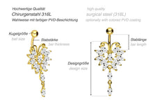 Laden Sie das Bild in den Galerie-Viewer, Großer Schmetterling Kristall Bauchnabelpiercing Barbell piercinginspiration®
