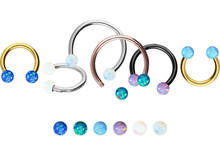 Laden Sie das Bild in den Galerie-Viewer, Opal Hufeisen Ring Barbell Chirurgenstahl piercinginspiration®