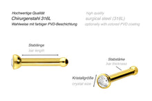 Laden Sie das Bild in den Galerie-Viewer, Basic Pin Nasenstecker Kristall SILBER Chirurgenstahl piercinginspiration®