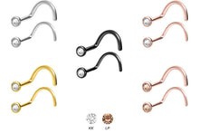 Laden Sie das Bild in den Galerie-Viewer, Kristall Nasenstecker Flache Disc Chirurgenstahl Nasenpiercing Spirale piercinginspiration®