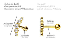 Laden Sie das Bild in den Galerie-Viewer, 5 Kristalle Ohrpiercing piercinginspiration®