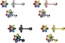 Laden Sie das Bild in den Galerie-Viewer, Kristall Blume Regenbogen Ohrpiercing piercinginspiration®
