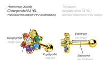 Laden Sie das Bild in den Galerie-Viewer, Kristall Blume Regenbogen Ohrpiercing piercinginspiration®
