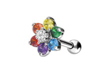 Laden Sie das Bild in den Galerie-Viewer, Kristall Blume Regenbogen Ohrpiercing piercinginspiration®