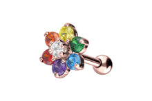 Laden Sie das Bild in den Galerie-Viewer, Kristall Blume Regenbogen Ohrpiercing piercinginspiration®