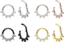 Laden Sie das Bild in den Galerie-Viewer, 6 Spitzen Kristall Clicker Ring piercinginspiration®