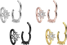 Laden Sie das Bild in den Galerie-Viewer, Kristall Blume Clicker Ring piercinginspiration®