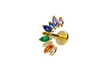 Laden Sie das Bild in den Galerie-Viewer, Titan Innengewinde Labret Regenbogen Kristalle Ohrpiercing piercinginspiration®