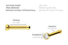 Laden Sie das Bild in den Galerie-Viewer, Titan Basic Kristall Nasenstecker Pin piercinginspiration®