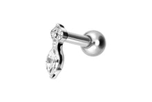 Laden Sie das Bild in den Galerie-Viewer, Titan Kristallzapfen Ohrpiercing Innengewinde piercinginspiration®