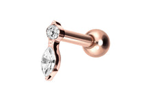 Laden Sie das Bild in den Galerie-Viewer, Titan Kristallzapfen Ohrpiercing Innengewinde piercinginspiration®