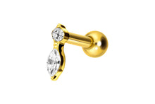 Laden Sie das Bild in den Galerie-Viewer, Titan Kristallzapfen Ohrpiercing Innengewinde piercinginspiration®
