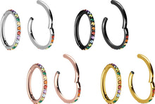 Laden Sie das Bild in den Galerie-Viewer, Titan Clicker Ring Multiple Regenbogen Kristalle piercinginspiration®