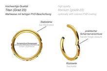 Laden Sie das Bild in den Galerie-Viewer, Titan Clicker Ring Multiple Regenbogen Kristalle piercinginspiration®