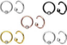 Laden Sie das Bild in den Galerie-Viewer, Titan Clicker Ring Kugel Kristall piercinginspiration®