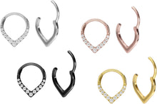 Laden Sie das Bild in den Galerie-Viewer, Titan Spitz 11 Eingefasste Kristalle Clicker Ring piercinginspiration®