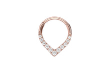Laden Sie das Bild in den Galerie-Viewer, Titan Spitz 11 Eingefasste Kristalle Clicker Ring piercinginspiration®