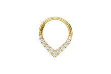 Laden Sie das Bild in den Galerie-Viewer, Titan Spitz 11 Eingefasste Kristalle Clicker Ring piercinginspiration®