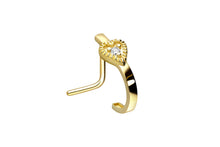Laden Sie das Bild in den Galerie-Viewer, 18 Karat/ 14 Karat Gold Kristall Herz Nasenstecker piercinginspiration®