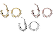 Laden Sie das Bild in den Galerie-Viewer, 18 Karat Gold Clicker Ring Kristalle Sonne piercinginspiration®