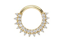 Laden Sie das Bild in den Galerie-Viewer, 18 Karat Gold Clicker Ring Kristalle Sonne piercinginspiration®