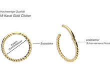 Laden Sie das Bild in den Galerie-Viewer, Clicker Ring Gedreht 18 Karat Gold piercinginspiration®