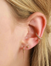 Laden Sie das Bild in den Galerie-Viewer, Multiple Kristalle Kette Ear Cuff 925 Sterling Silber Goldfarbe piercinginspiration®