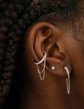 Laden Sie das Bild in den Galerie-Viewer, Multiple Kristalle Kette Ear Cuff 925 Sterling Silber Goldfarbe piercinginspiration®