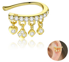 Laden Sie das Bild in den Galerie-Viewer, Poker Kristall Ear Cuff 925 Sterling Silber Goldfarbe piercinginspiration®
