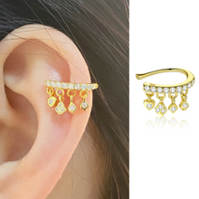 Laden Sie das Bild in den Galerie-Viewer, Poker Kristall Ear Cuff 925 Sterling Silber Goldfarbe piercinginspiration®