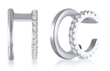 Laden Sie das Bild in den Galerie-Viewer, Doppel Kristalle Ear Cuff 925 Sterling Silber piercinginspiration®